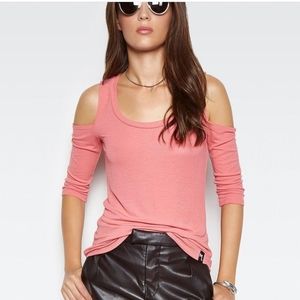 Michael Lauren Ribbed Off the Shoulder fitted top